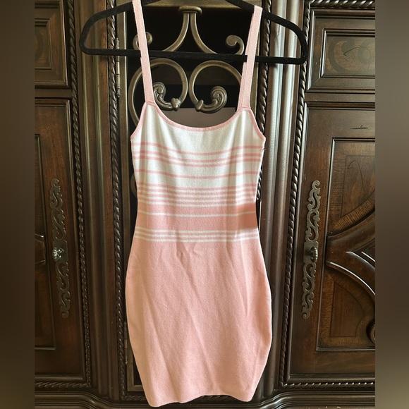 NWT Superdown Susie Pink & White Striped Knit Dress Size Small - Picture 3 of 7